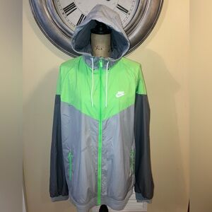 Nike Light Gray and Neon Green Windbreaker
